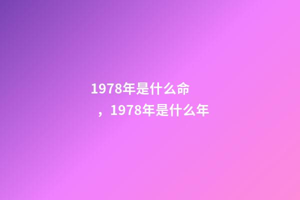 1978年是什么命，1978年是什么年